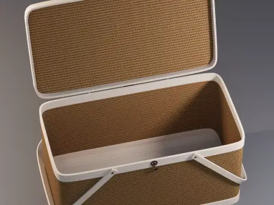 Woven Rattan Basket with Lid and Handles 3D model