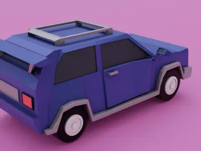 Panda low-poly origami car Low-poly 3D model