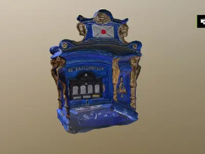 Mailbox vintage blue Low-poly 3D model