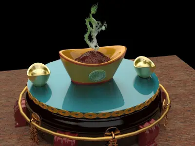 chinese gold ingot  3D model