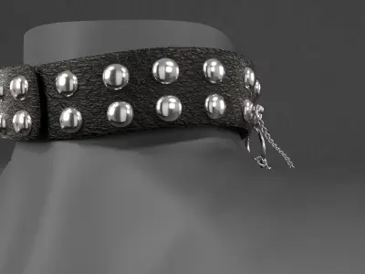 Collar accessory w spikes and chains 3D model