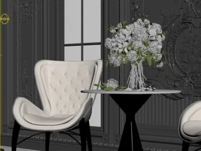 Classic Dining Room Design - Black design 3D model