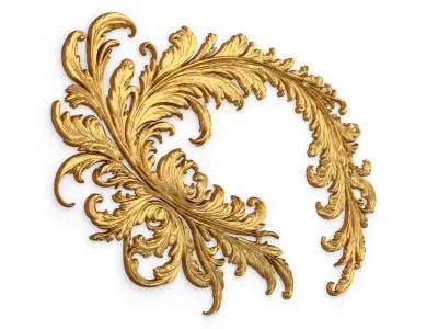 feather decor set wall mural 08 3D model