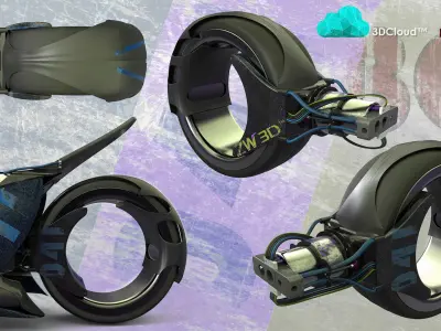 All Terrain Hubless Wheel Space Motocycle 3D model