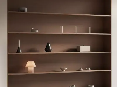 094 built in wall rack shelves 01 wood and minimal 00 3D model