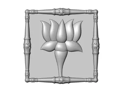 Square lotus flower motif onlay ornament relief 3D print model