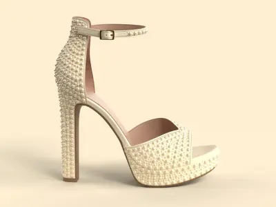 Unbranded Sandal 05 Women Platform Sandal Pearls 3D model