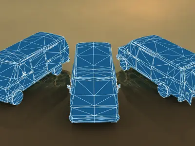 Police and Robber Vans Low-poly 3D model