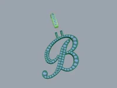 Pendant B 3d model initial gold with diamonds 3D print model