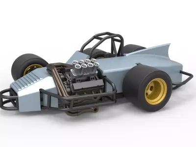 Supermodified 3-to-1 race car Scale 1 to 25 3D print model