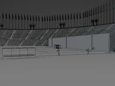 Cylindrical football stadium Low-poly 3D model