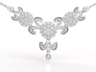 Luxury Baroque Style Diamond Cluster Pendant 3D print model