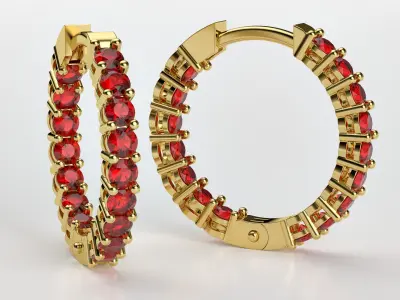 Hoop Diamond Earrings 16mm size 3D print model