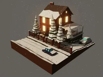  Low Poly of my personal house Low-poly 3D model