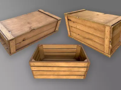 Wooden Boxes Low-poly 3D model