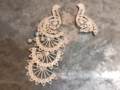 Earrings Peacock 3D print model