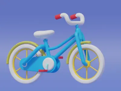 Cartoon Cute Bicycle 3D model