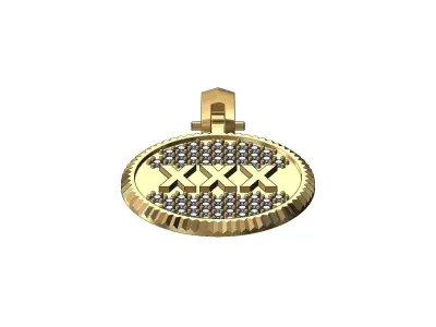 XXX diamond iced fluted bezel pendant with bail 3D print model