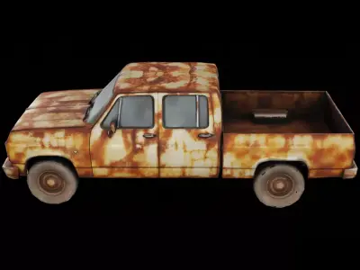 Rusted Pickup Truck Weathered Utility Vehicle Game Ready PBR Low-poly 3D model