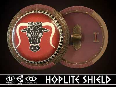 Hoplite Shield Bull Low-poly 3D model