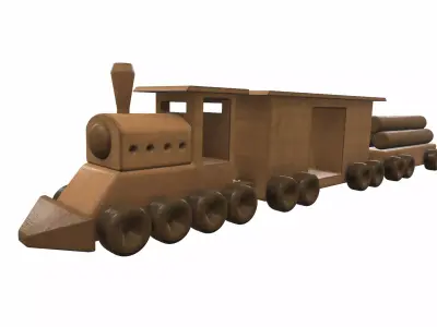 Wooden train toy 2 Free 3D model