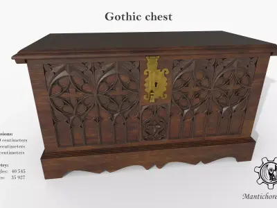 Gothic chest Low-poly 3D model