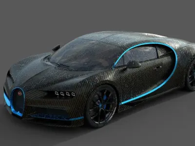 Bugatti Chiron Carbon Fiber Low-poly 3D model