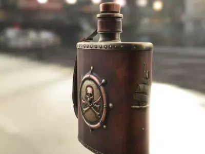 Skull Flask nautic Low-poly 3D model