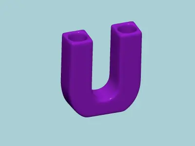 Vase U - Alphabet Vases Collection Letters - STL Printable 3D print model