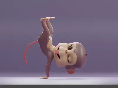 Cartoon Monkey Rigged and Animated Low-poly 3D model