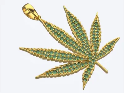 marijuana pendant 3D print model