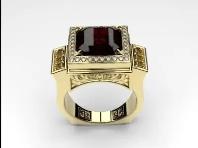Man garnet ring Free 3D print model