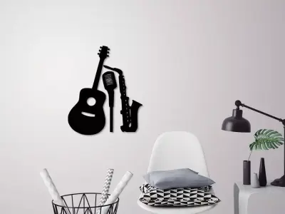 Music instruments wall decoration 3D print model