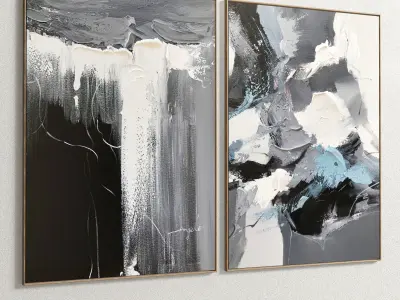 Plaster Two Photo Frame E-26 Low-poly 3D model