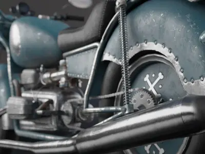 Old Custom motorcycle code 247  Low-poly 3D model
