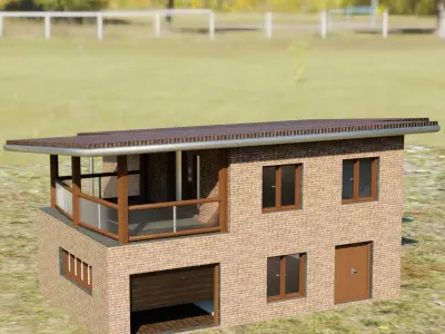 House simply Geometry nodes Blender 3 Low-poly 3D model