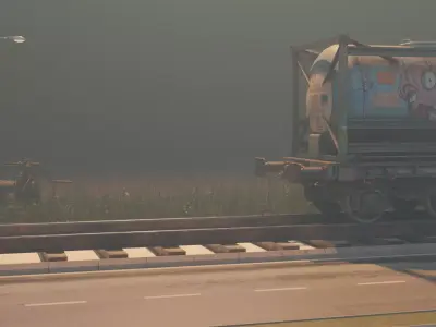 Volumetric blurry train stoppage landscape scene  3D model