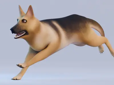 Low poly - Stylized dog - German Shepherd Low-poly 3D model