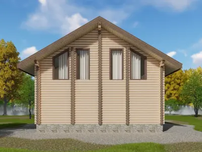 3D model of a wooden house 3D model 2