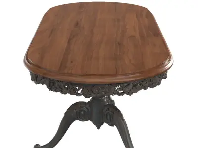 Italian Gilt Carved Inlaid Gray Dining Table 3D model