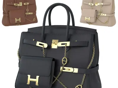 Hermes Birkin Chain Mini Bag Low-poly 3D model
