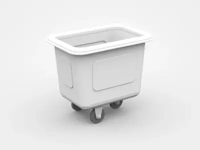 Industrial Tilt Cart On Three Wheels 3D model