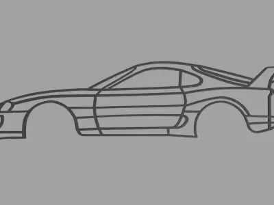 Toyota Supra Wall Silhouette 3D print model