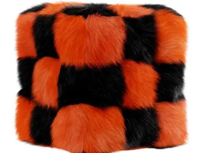 Pouf Cube colored fur 3D model