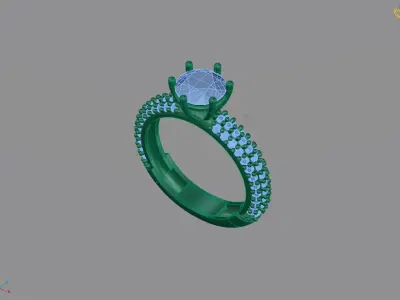 STL 3DM Print Ready Women Diamond Ring Lightweight Printable  3D print model 24