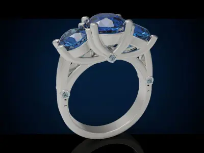 Three gemstone ring  Cg 3 16 3D print model