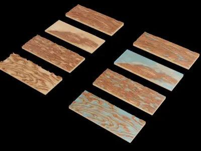 Resin Wood Table Panel modern abstract style 3D model