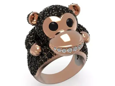 Diamond Monkey Ring 3D print model