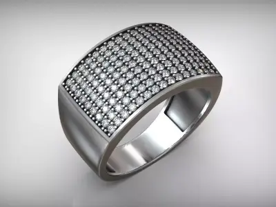 Square Pave Diamond Fashion Ring Free 3D print model