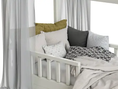 Childrens bed with columns  3D model